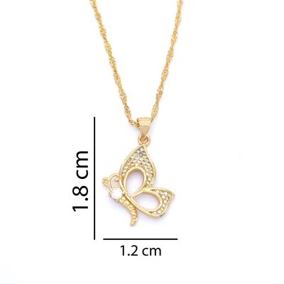 Çelik Kolye,Kelebek Kolye Altın Kaplama, Kadın Kolye KLY-326