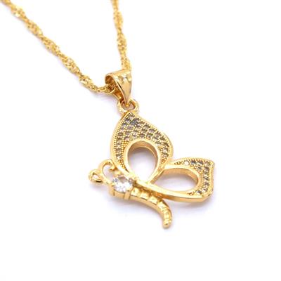 Çelik Kolye,Kelebek Kolye Altın Kaplama, Kadın Kolye KLY-326