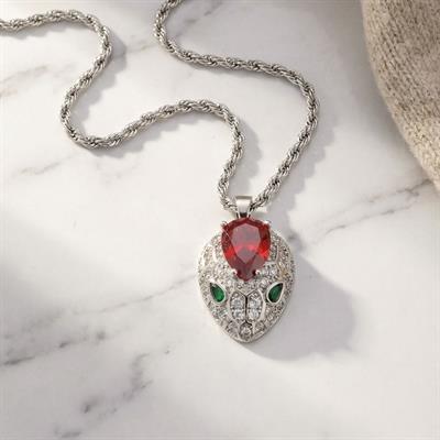 Çelik Koyle - Kırmızı Taşlı Kolye Paslanmaz Çelik KLY-608