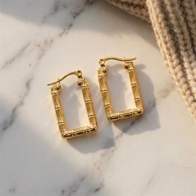 Çelik Küpe Altın Kaplama Kadın Dikdörtgen Model UNK-816