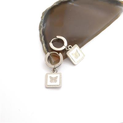 Çelik Sallantılı Küpe Kelebekli Halka Model UNK-814