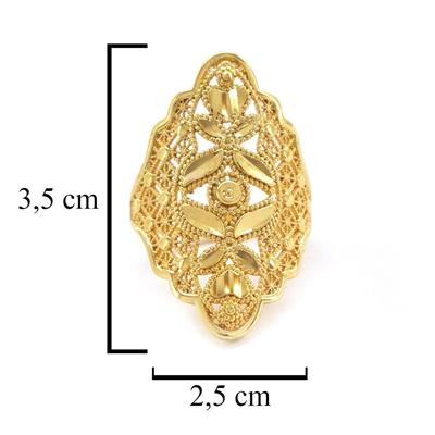 Çelik Yüzük Kadın Altın Kaplama Hint Model YZK-471