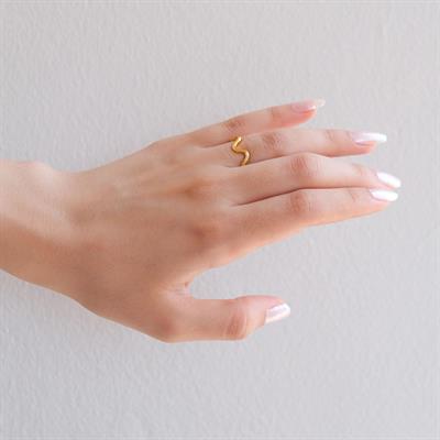 Çelik Yüzük Kadın Altın Kaplama Zigzag Ajda YZK-457