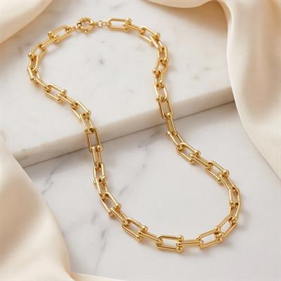 Çelik Zincir Kolye Altın Kaplama 7 MM Tiffany Model ZN-147