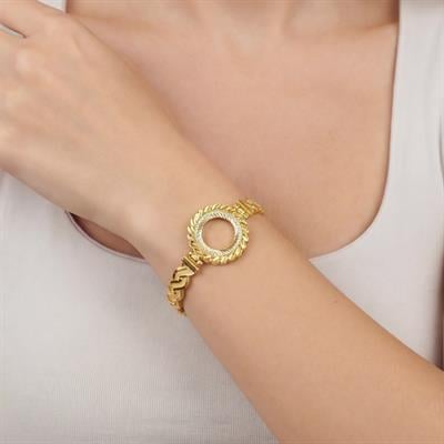 Çeyrek Altın Çerçeve Bileklik Çelik Altın Kaplama Örgü Model-BLZ-635