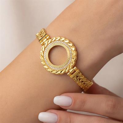 Çeyrek Altın Çerçeve Bileklik Çelik Altın Kaplama Arpa Model-BLZ-637