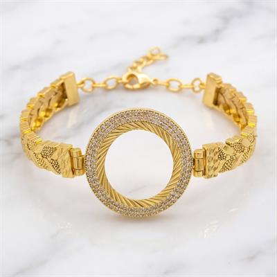 Çeyrek Altın Çerçeve Bileklik Çelik Altın Kaplama Arpa Model-BLZ-631