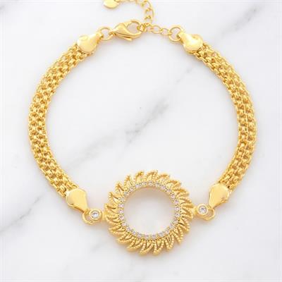 Çeyrek Altın Çerçeve Bileklik Çelik Altın Kaplama Güneş Model BLK-1084