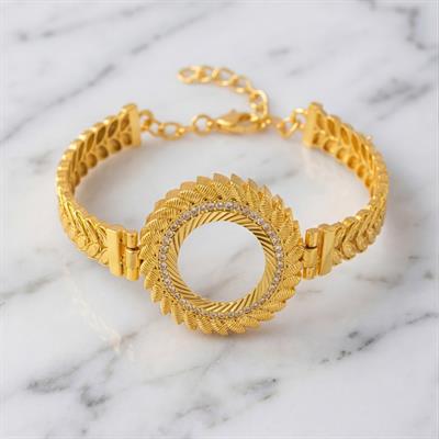Çeyrek Altın Çerçeve Bileklik Çelik Altın Kaplama Arpa Model-BLZ-639