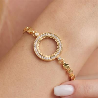 Çeyrek Altın Çerçeve Bileklik Çelik Altın Kaplama Arpa Model BLK-1101