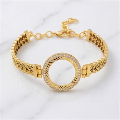 Çeyrek Altın Çerçeve Bileklik Çelik Altın Kaplama Arpa Model-BLZ-646