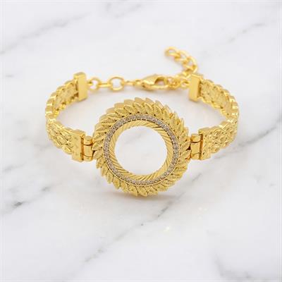 Çeyrek Altın Çerçeve Bileklik Çelik Altın Kaplama İşlemeli Model BLZ-638