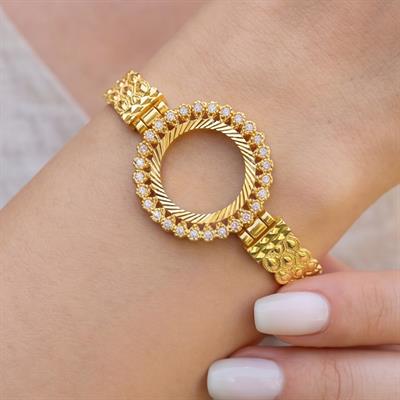 Çeyrek Altın Çerçeve Bileklik Çelik Altın Kaplama BLZ-643