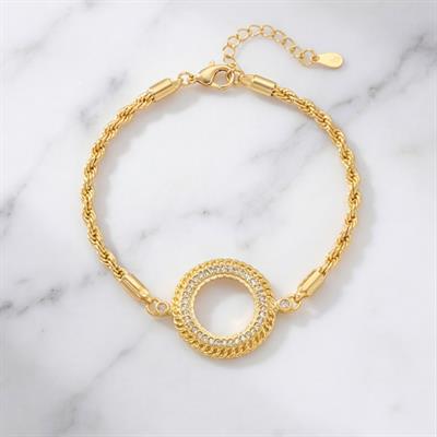 Çeyrek Altın Çerçeve Bileklik Çelik Altın Kaplama Burgu Model BLK-1081