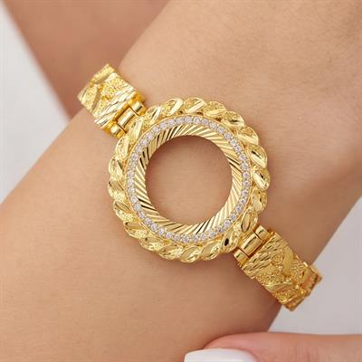 Çeyrek Altın Çerçeve Bileklik Çelik Altın Kaplama BLZ-634