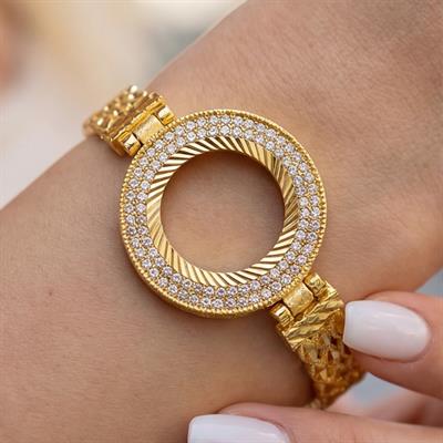 Çeyrek Altın Çerçeve Bileklik Çelik Altın Kaplama BLZ-632