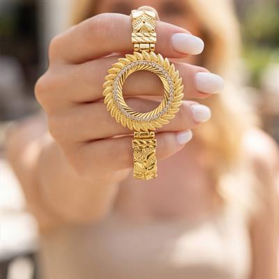 Çeyrek Altın Çerçeve Bileklik Çelik Altın Kaplama BLZ-640