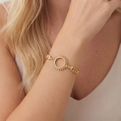 Çeyrek Altın Çerçeve Bileklik Çelik Altın Kaplama Figaro Güneş Model BLK-1097