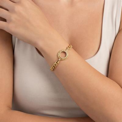 Çeyrek Altın Çerçeve Bileklik Çelik Altın Kaplama İşlemeli Figaro Model BLK-1085