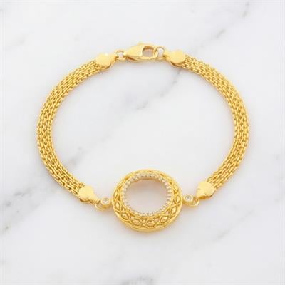 Çeyrek Altın Çerçeve Bileklik Çelik Altın Kaplama İşlemeli BLK-1096