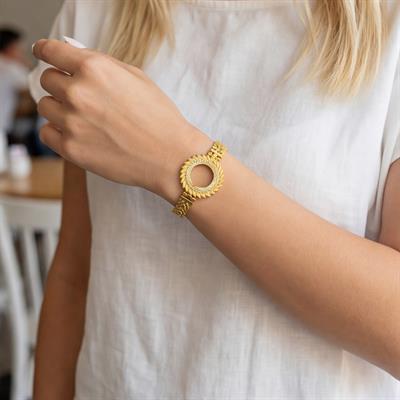 Çeyrek Altın Çerçeve Bileklik Çelik Altın Kaplama Arpa Model-BLZ-639