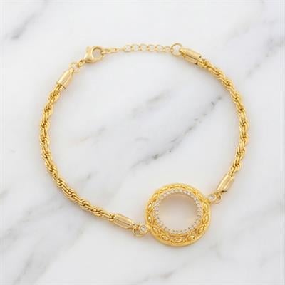 Çeyrek Altın Çerçeve Bileklik Çelik Altın Kaplama İşlemeli Burgu Model BLK-1075