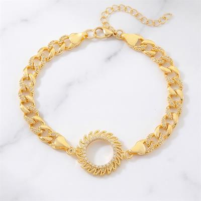 Çeyrek Altın Çerçeve Bileklik Çelik Altın Kaplama Figaro Güneş Model BLK-1097