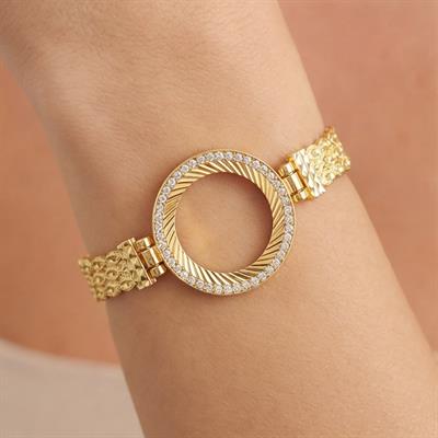 Çeyrek Altın Çerçeve Bileklik Çelik Altın Kaplama BLZ-647