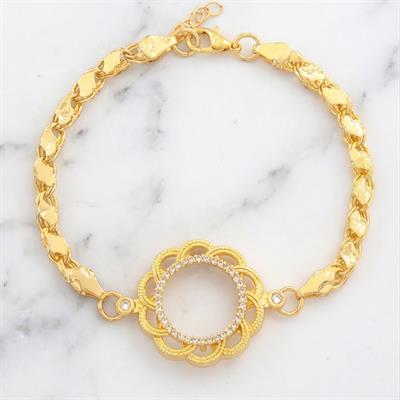Çeyrek Altın Çerçeve Bileklik Çelik Altın Kaplama Çiçek Arpa Model BLK-1113