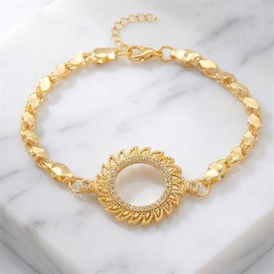 Çeyrek Altın Çerçeve Bileklik Çelik Altın Kaplama Güneş Model BLK-1118