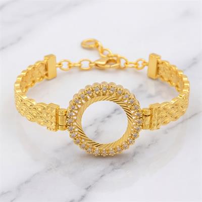 Çeyrek Altın Çerçeve Bileklik Çelik Altın Kaplama BLZ-643