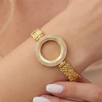 Çeyrek Altın Çerçeve Bileklik Çelik Altın Kaplama Arpa Model-BLZ-631