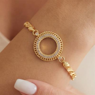 Çeyrek Altın Çerçeve Bileklik Çelik Altın Kaplama Arpa Model BLK-1099