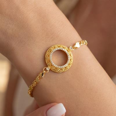 Çeyrek Altın Çerçeve Bileklik Çelik Altın Kaplama İşlemeli Arpa Model BLK-1091