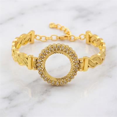 Çeyrek Altın Çerçeve Bileklik Çelik Altın Kaplama Örgü Model-BLZ-644