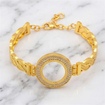 Çeyrek Altın Çerçeve Bileklik Çelik Altın Kaplama Örgü Model BLZ-633
