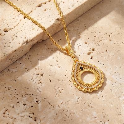 Çeyrek Altın Çerçeveli Kolye Ucu Altın Kaplama TGR-674