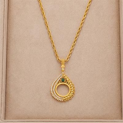 Çeyrek Altın Çerçeveli Kolye Ucu Altın Kaplama-TGR-687