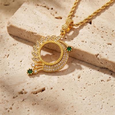 Çeyrek Altın Çerçeveli Kolye Ucu Altın Kaplama-TGR-606