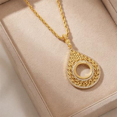 Çeyrek Altın Çerçeveli Kolye Ucu Altın Kaplama TGR-670