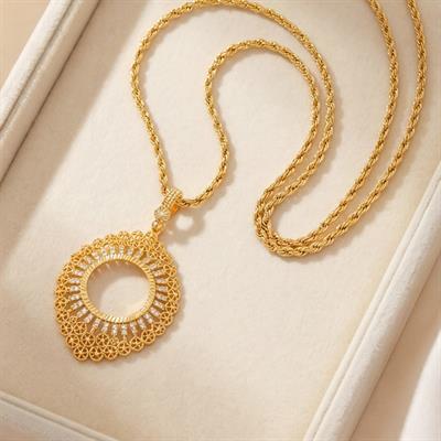 Çeyrek Altın Çerçeveli Kolye Ucu Altın Kaplama TGR-672