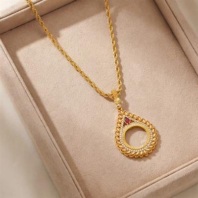 Çeyrek Altın Çerçeveli Kolye Ucu Altın Kaplama TGR-645