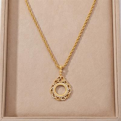 Çeyrek Altın Çerçeveli Kolye Ucu Altın Kaplama TGR-693