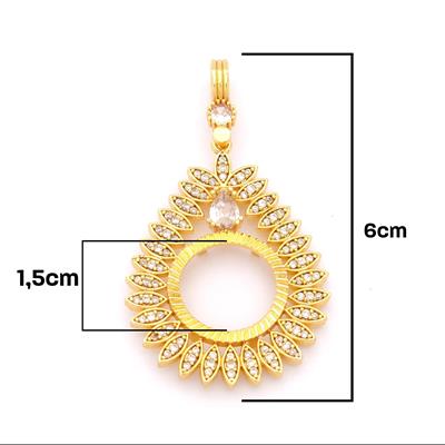 Çeyrek Altın Çerçeveli Kolye Ucu Altın Kaplama TGR-676