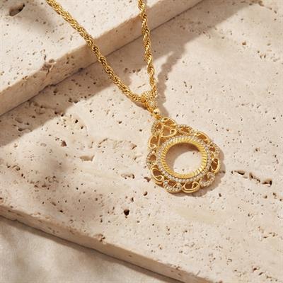 Çeyrek Altın Çerçeveli Kolye Ucu Altın Kaplama TGR-693