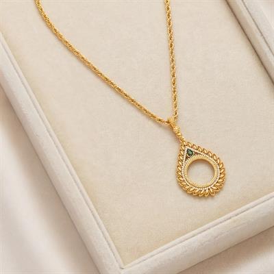 Çeyrek Altın Çerçeveli Kolye Ucu Altın Kaplama TGR-656