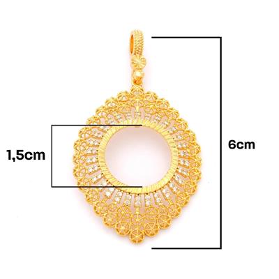 Çeyrek Altın Çerçeveli Kolye Ucu Altın Kaplama TGR-672