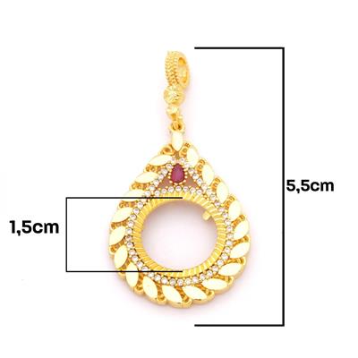 Çeyrek Altın Çerçeveli Kolye Ucu Altın Kaplama TGR-642