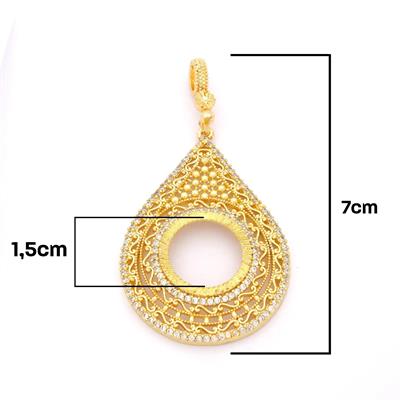 Çeyrek Altın Çerçeveli Kolye Ucu Altın Kaplama TGR-670