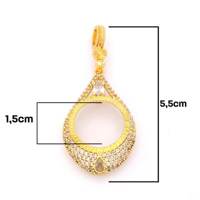 Çeyrek Altın Çerçeveli Kolye Ucu Altın Kaplama-TGR-666